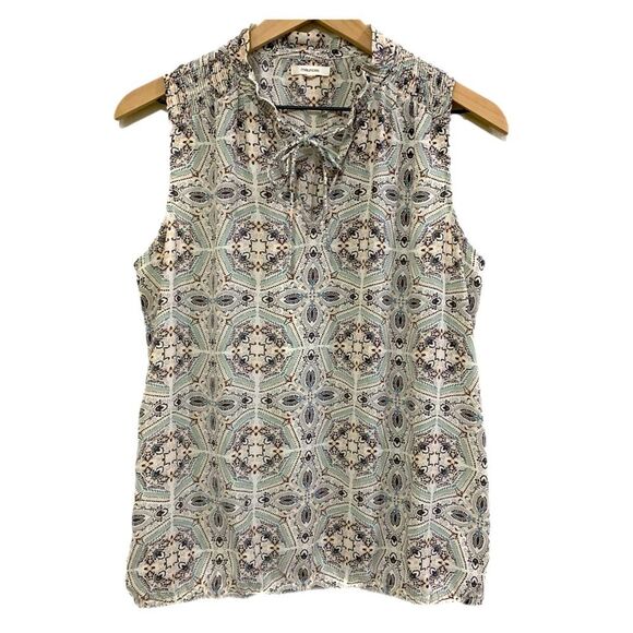 MAURICES Blouse Women’s Large Pink Gray Sleeveless Popover Tie Front Polyester. - Picture 1 of 11